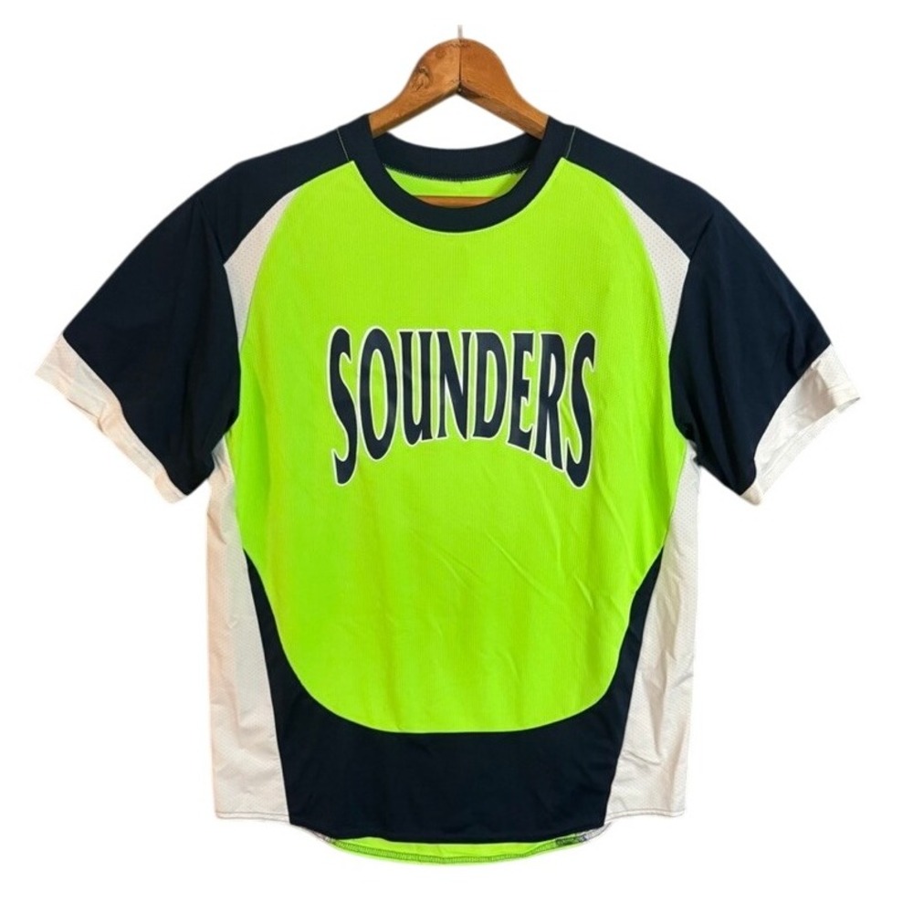 NWT High Five Sounders Adult Soccer Jersey Neon Green White Navy Size S L